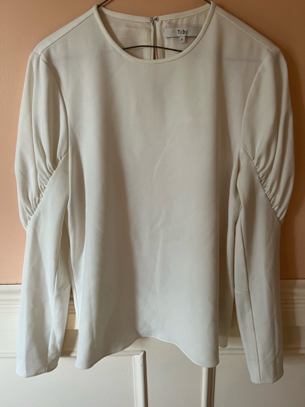 Tibi ssense revolve Minimalist white Draped blouse chic modern scandi runway 2 - Picture 4 of 9